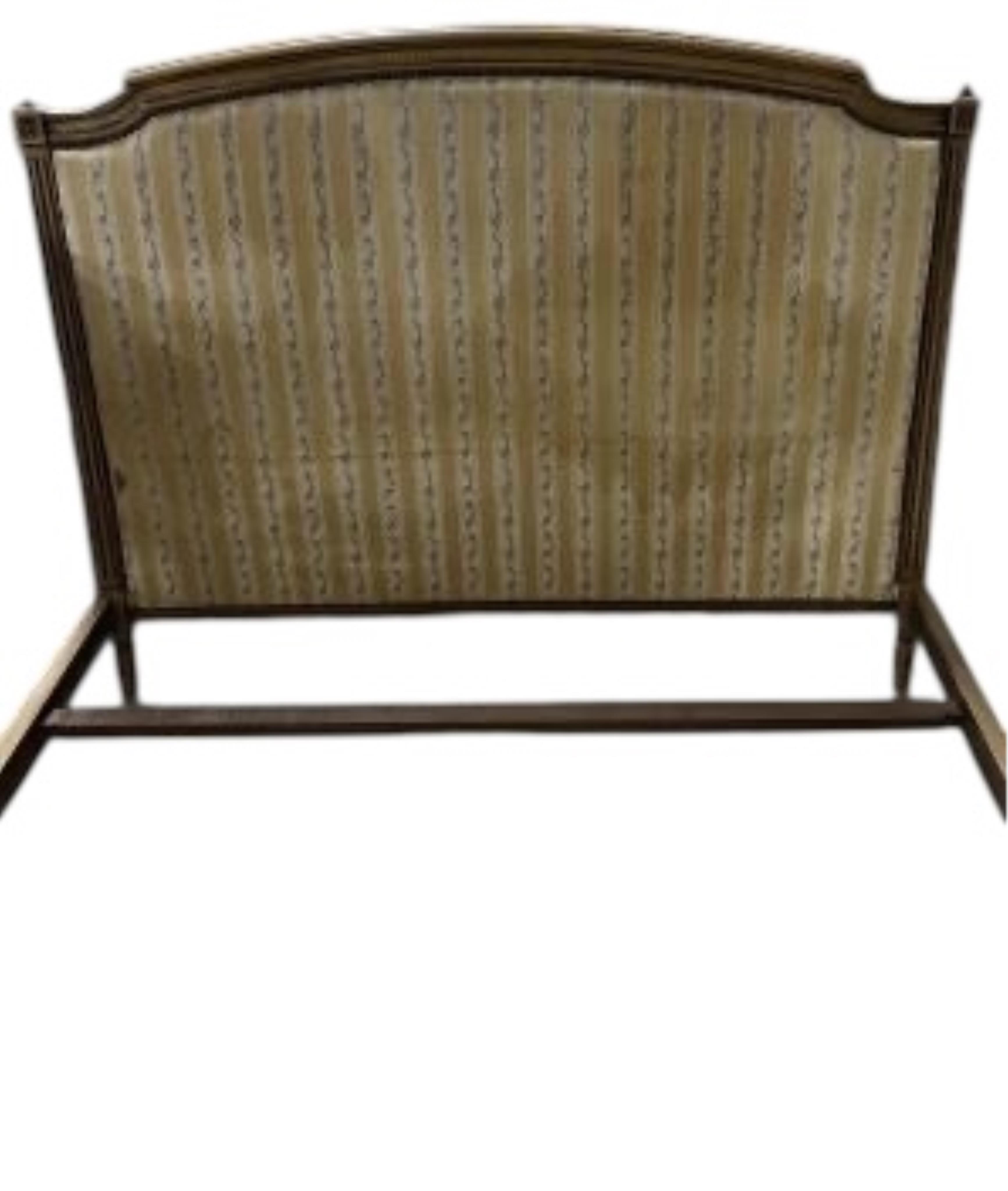 A Louis XVI style upholstered double bed frame, length 200cm, width 146cm, height 120cm. Condition - fair to good